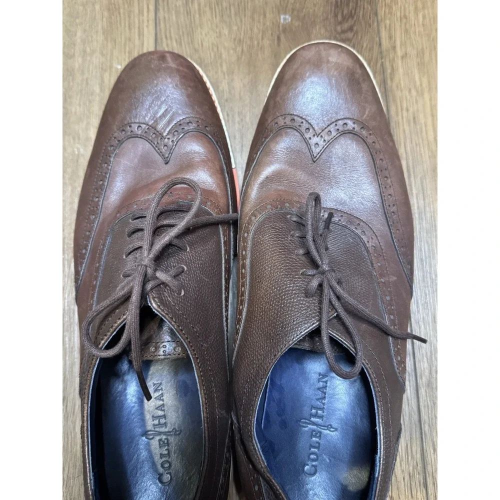 Cole Haan Brown Leather Oxfords with Orange Soles